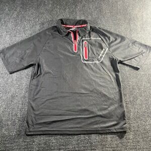 Polaris Mens Black Short Sleeve Polo Shirt Mock Neck Zip Pocket Large‎